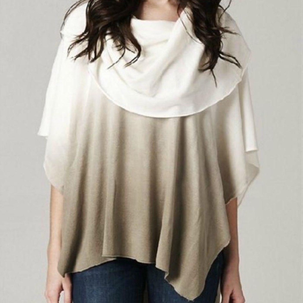 Lovestich Cowl Neck Knit Ombré Poncho Top NWT